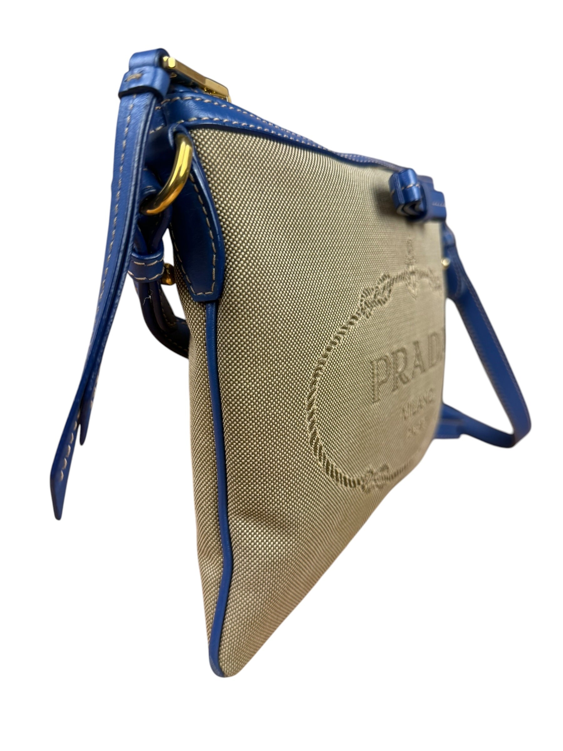 Prada Beige/Blue Jacquard Crossbody Bag