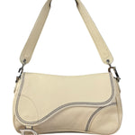 Christian Dior Vintage Beige Leather Stitch Saddlebag