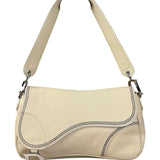 Christian Dior Vintage Beige Leather Stitch Saddlebag