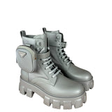 Prada Monolith Leather and Re-Nylon Pouch Boots
