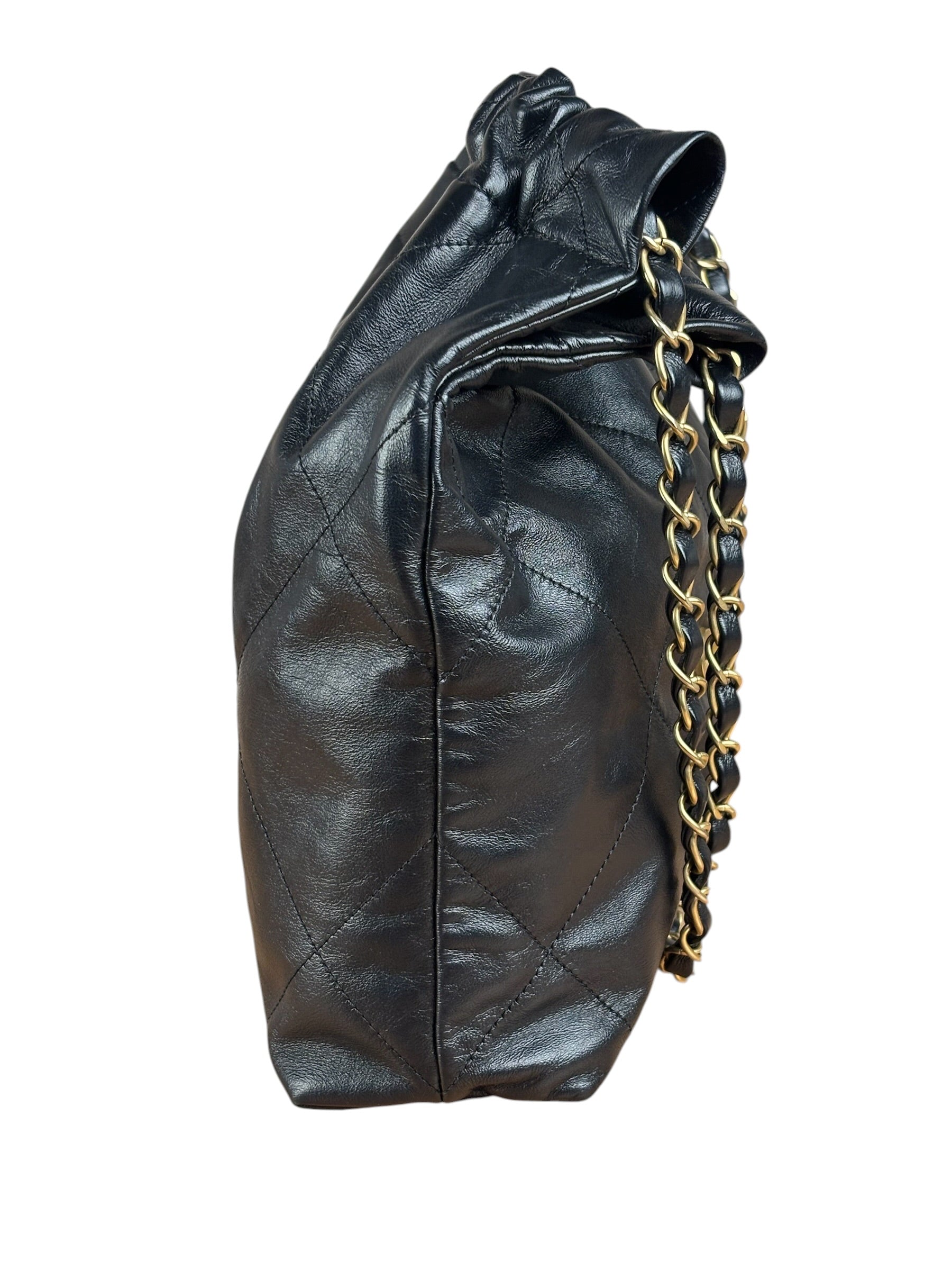 Chanel Black Quilted Leather 22 Chain Hobo Bag 2021