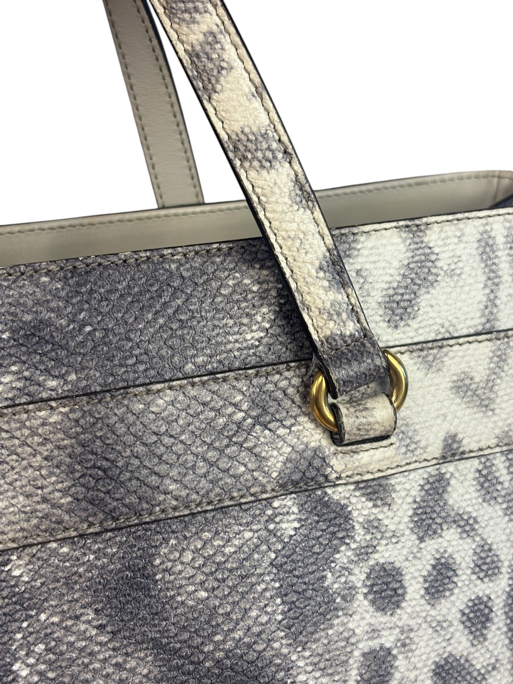 Gucci Cream/Grey Python-Embossed Horsebit Bright Bit Tote