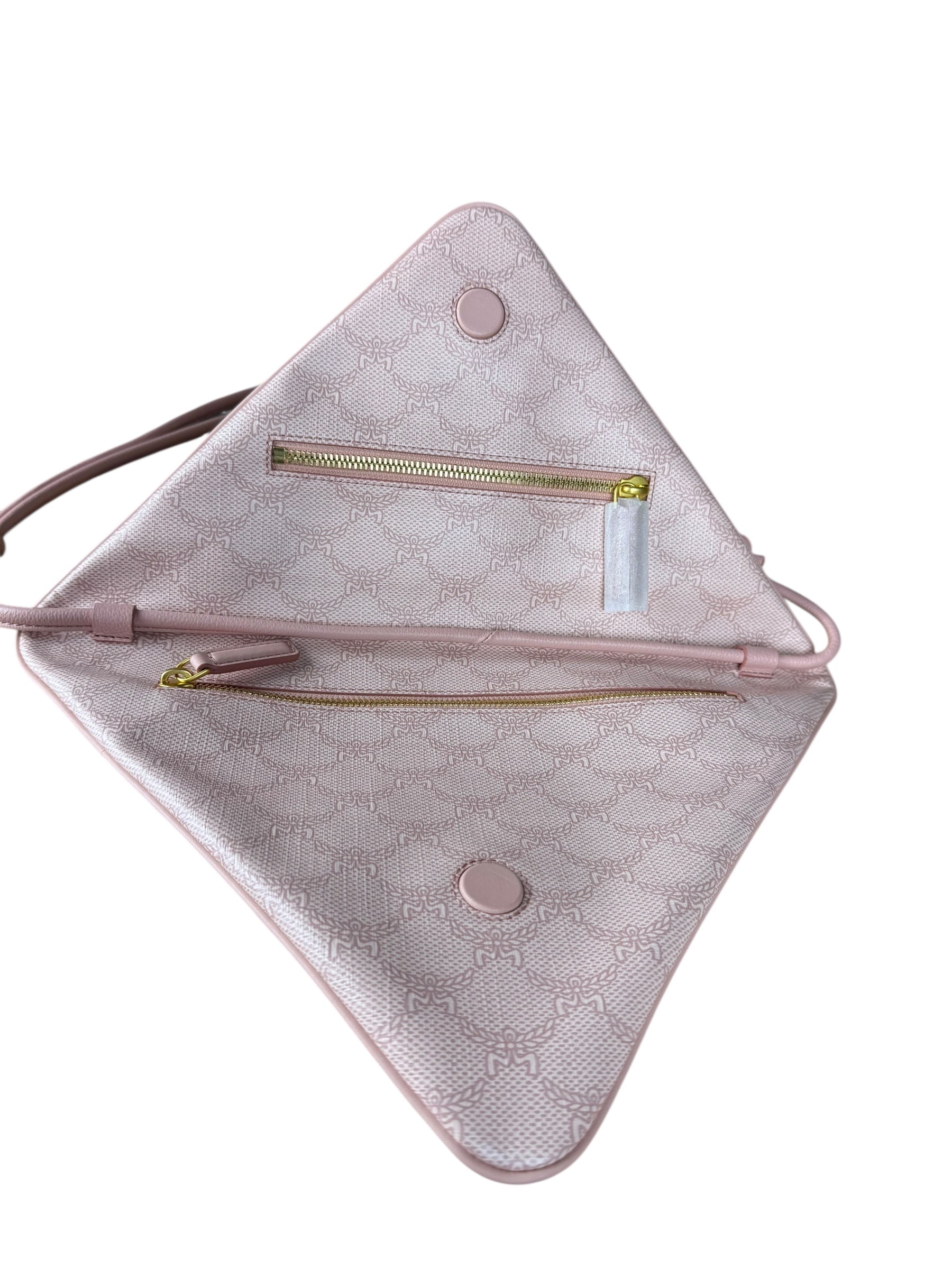 MCM Pink Triangle Logo Fold-Over Shoulder Bag