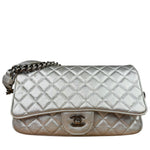 Chanel CC Silver Metallic Quilted Flap Shoulder Bag 2017