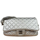 Chanel CC Silver Metallic Quilted Flap Shoulder Bag 2017