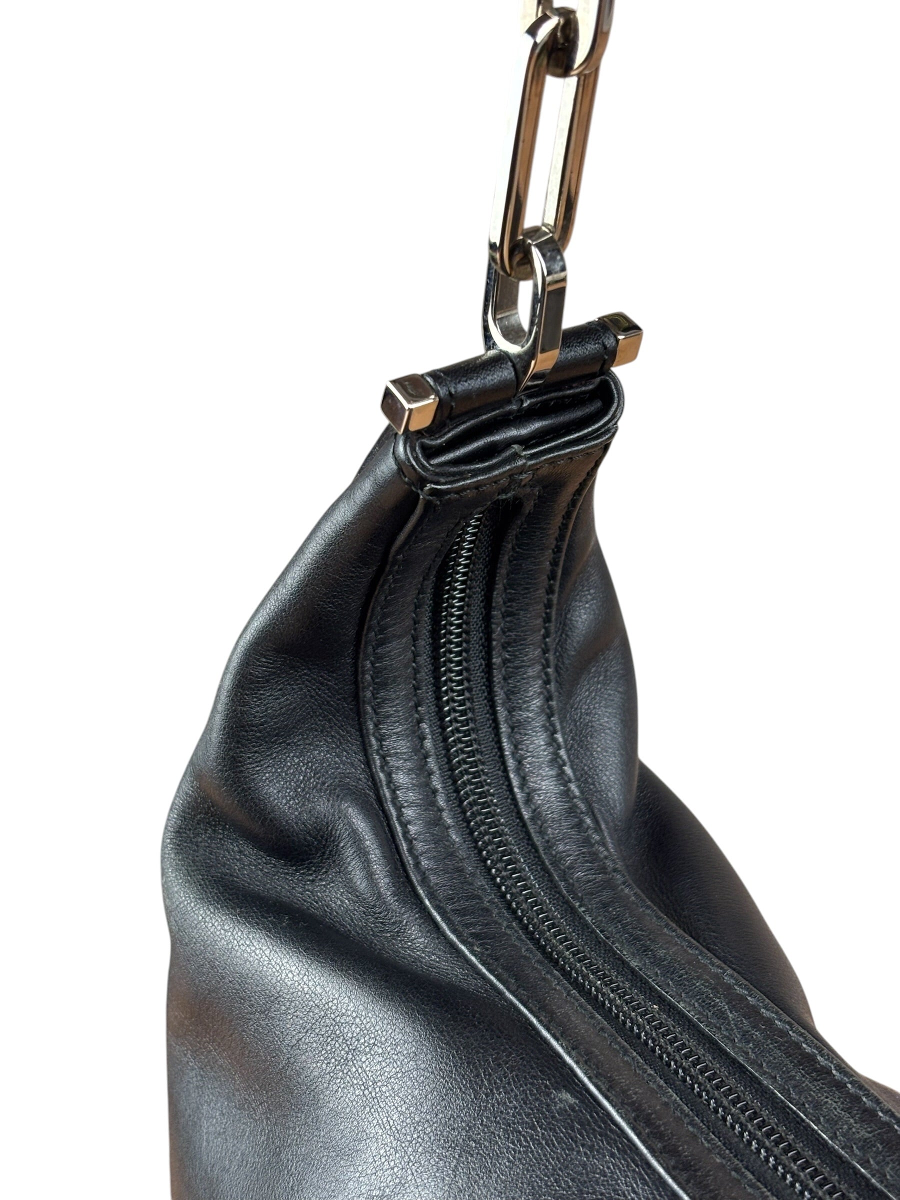 Gucci Black Leather Chain Hobo Bag