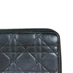 Christian Dior Vintage Black Quilted Leather Zippy Wallet