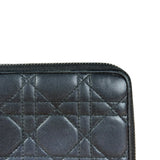 Christian Dior Vintage Black Quilted Leather Zippy Wallet