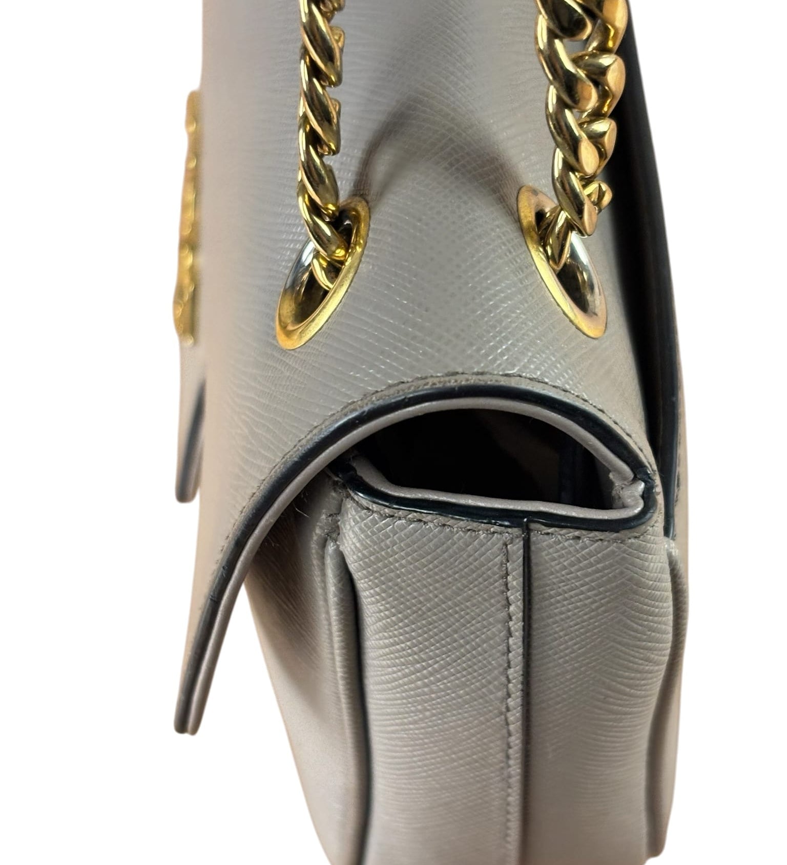 Prada Grey Saffiano Leather Cuir Pattina Crossbody