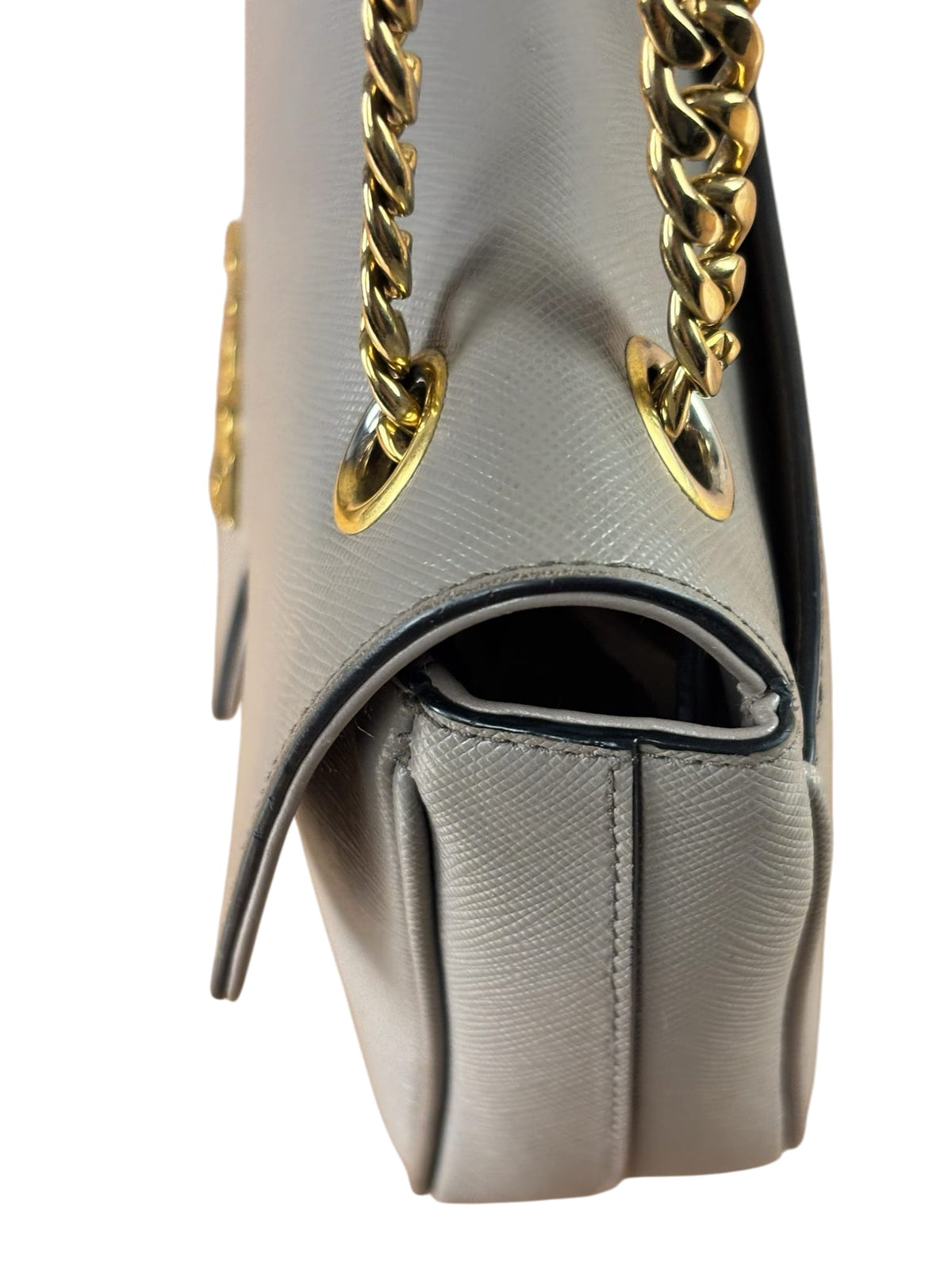 Prada Grey Saffiano Leather Cuir Pattina Crossbody