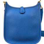 Hermes Bleu Hydra Leather Clemence Cordage Mini Evelyne TMP16