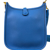 Hermes Bleu Hydra Leather Clemence Cordage Mini Evelyne TMP16