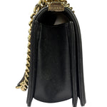 Chanel Black Chevron Leather Boy Medium Flap Bag 2017