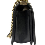 Chanel Black Chevron Leather Boy Medium Flap Bag 2017