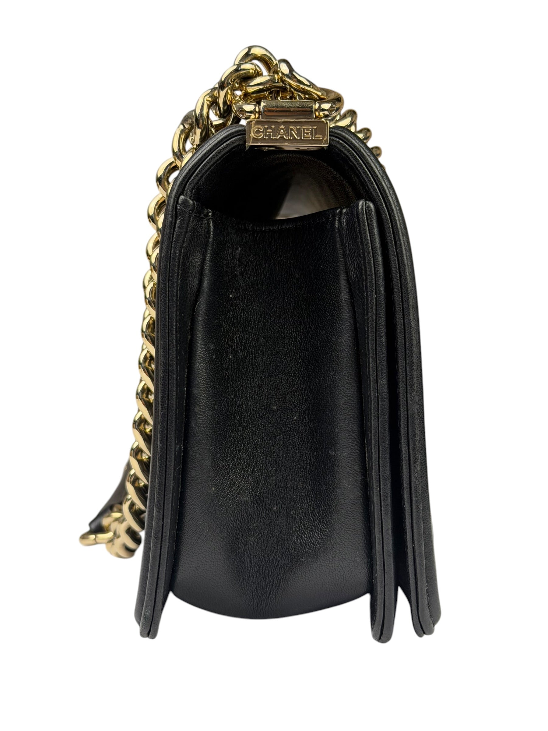 Chanel Black Chevron Leather Boy Medium Flap Bag 2017
