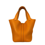 Hermes Orange Clemence Leather Picotin Lock 18 Handbag 2024