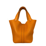 Hermes Orange Clemence Leather Picotin Lock 18 Handbag 2024