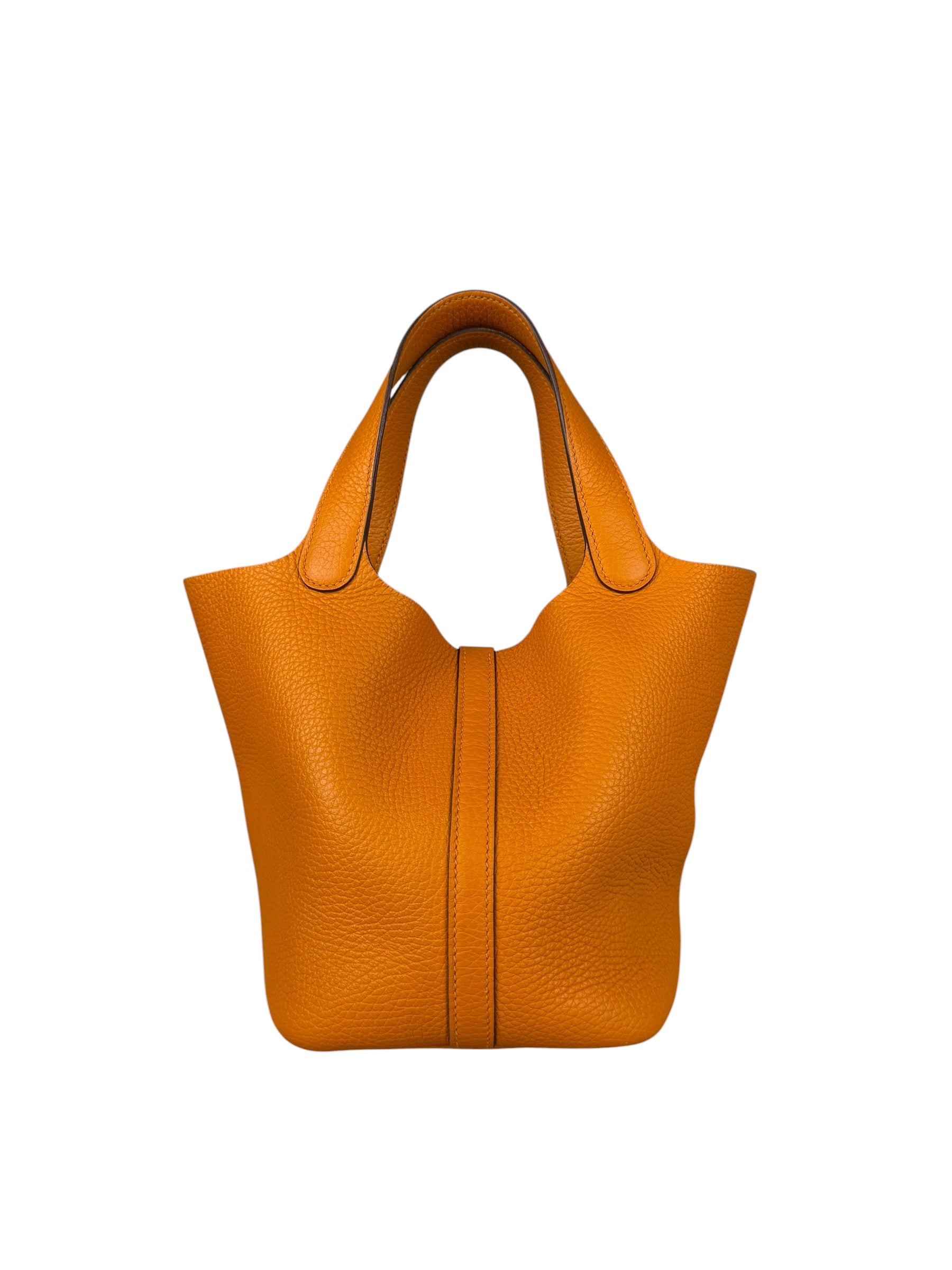 Hermes Orange Clemence Leather Picotin Lock 18 Handbag 2024