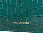 Alexander McQueen Green Croc Embossed Skull Bag