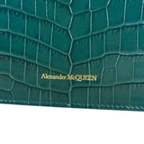 Alexander McQueen Green Croc Embossed Skull Bag