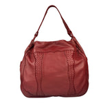 Bottega Veneta Red Leather Intrecciato Trim Hobo Bag