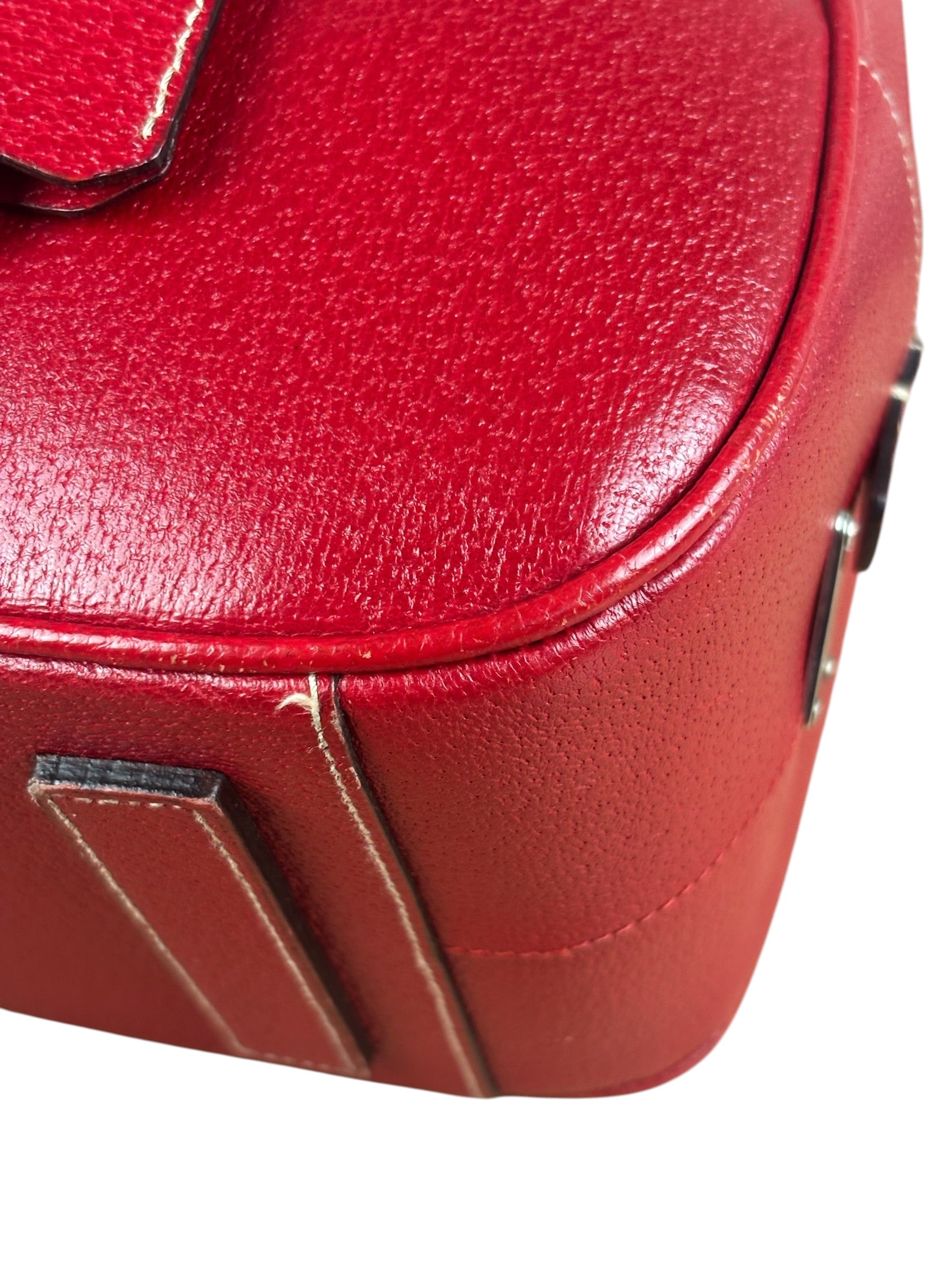 Prada Red Leather Bowling Shoulder Bag