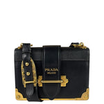 Prada Black Saffiano Leather Cahier Shoulder Bag