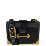 Prada Black Saffiano Leather Cahier Shoulder Bag