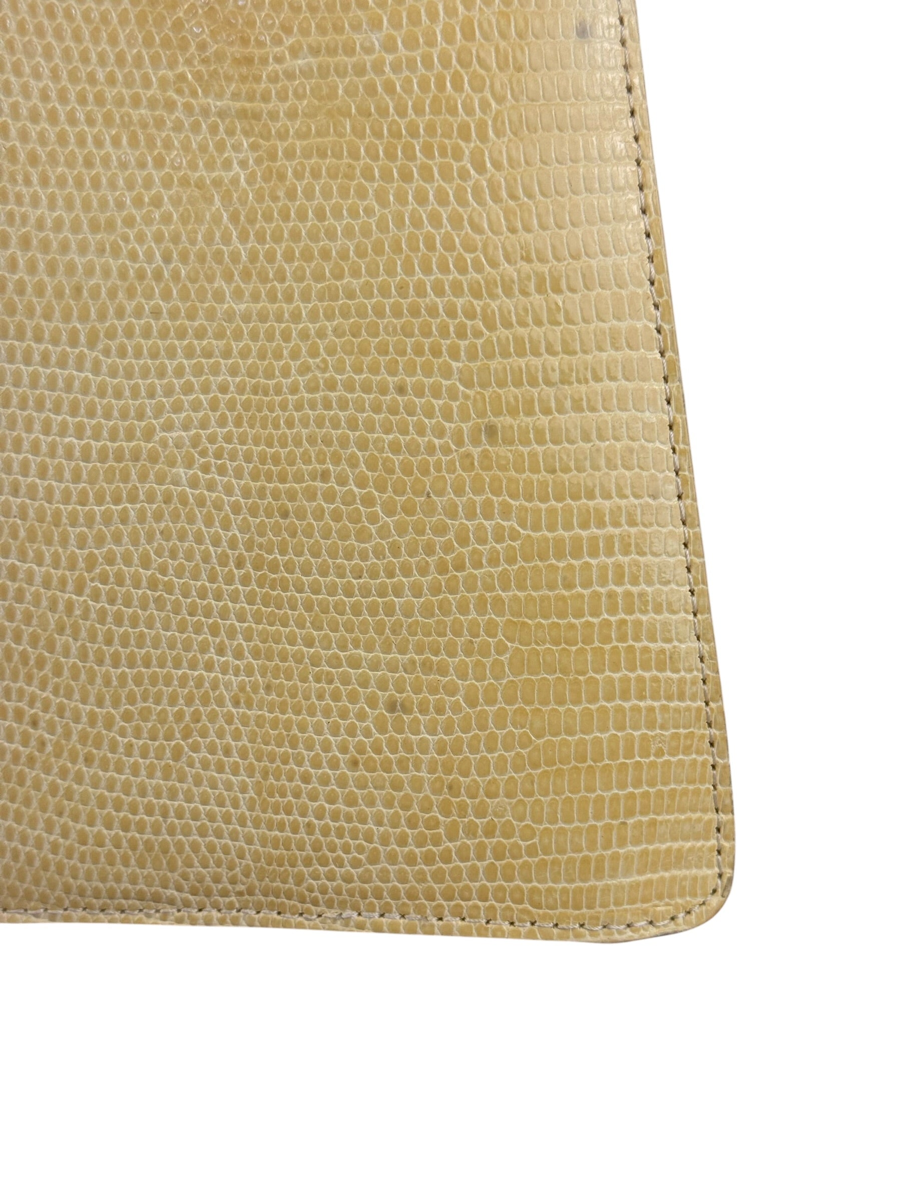 Bottega Veneta Vintage Yellow Lizard Print Clasp Handbag