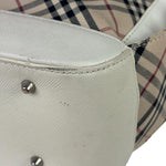 Burberry White Leather Trim Nova Check Shoulder Bag