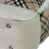 Burberry White Leather Trim Nova Check Shoulder Bag