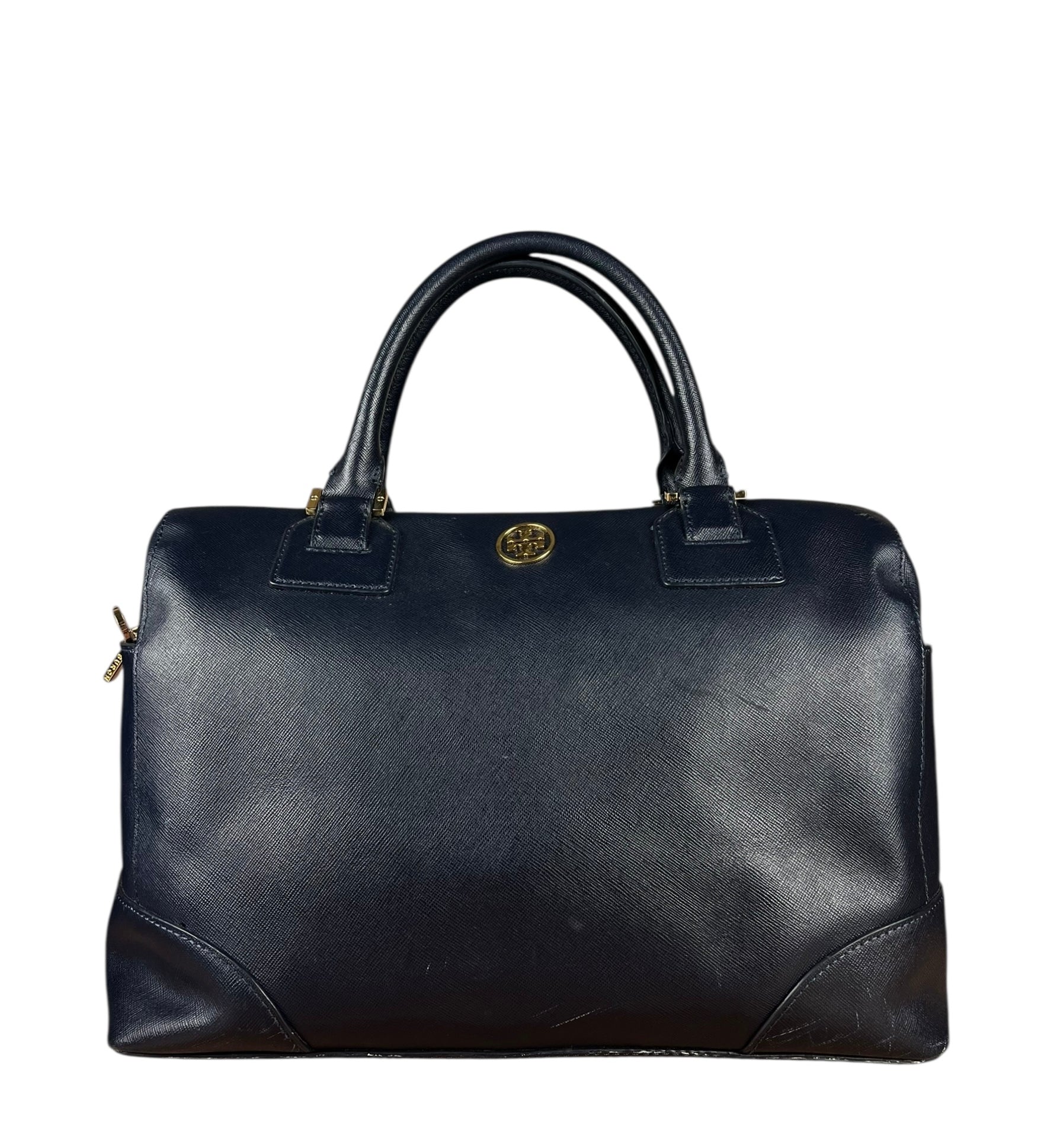 Tory Burch Saffiano Leather Navy Boston Bag