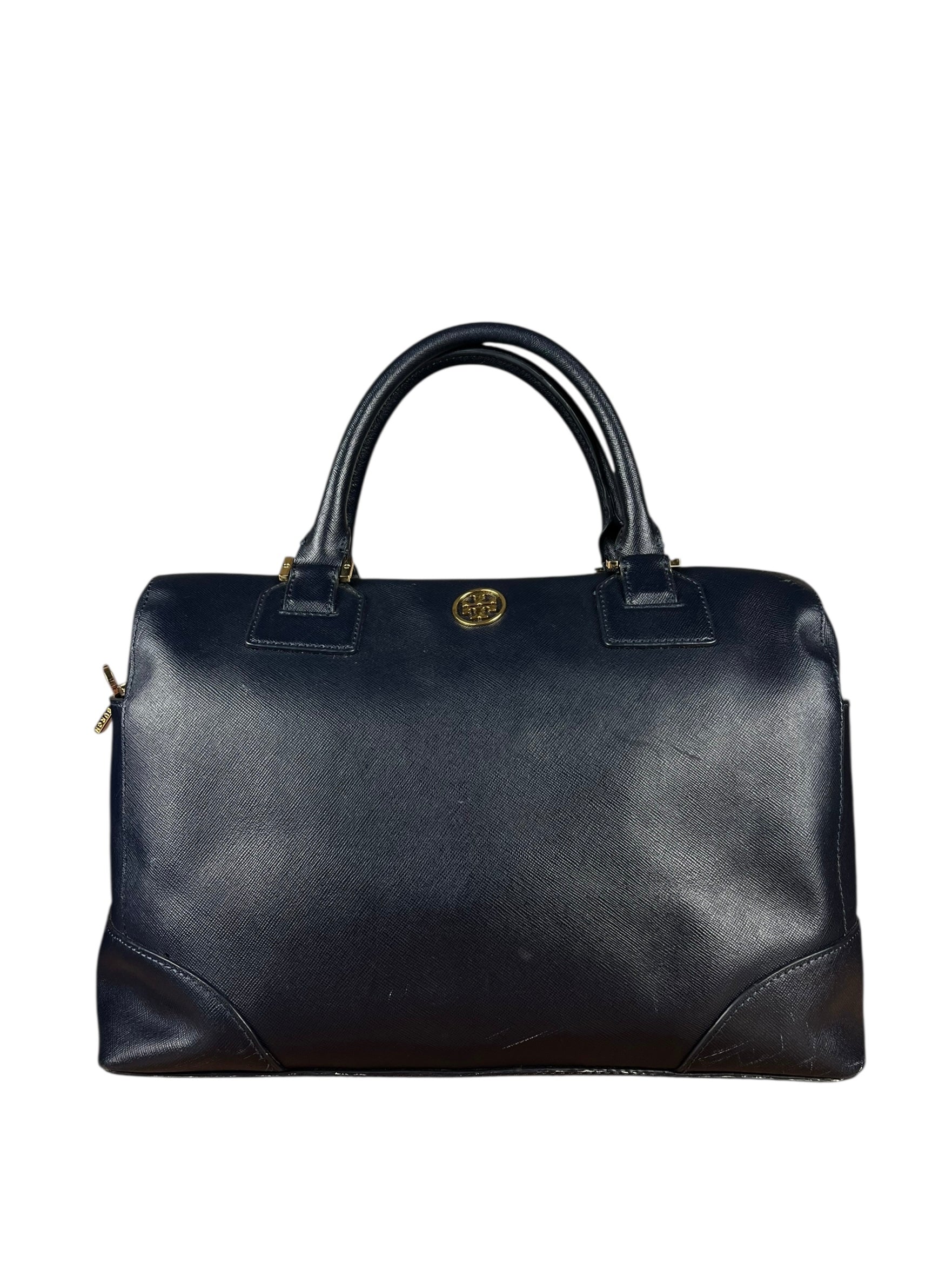 Tory Burch Saffiano Leather Navy Boston Bag