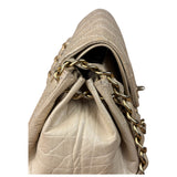 Chanel Beige Quilted Leather Accordion Double Flap Bag 2005