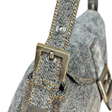 Fendi Light Denim Toned Canvas Baguette Shoulder Bag