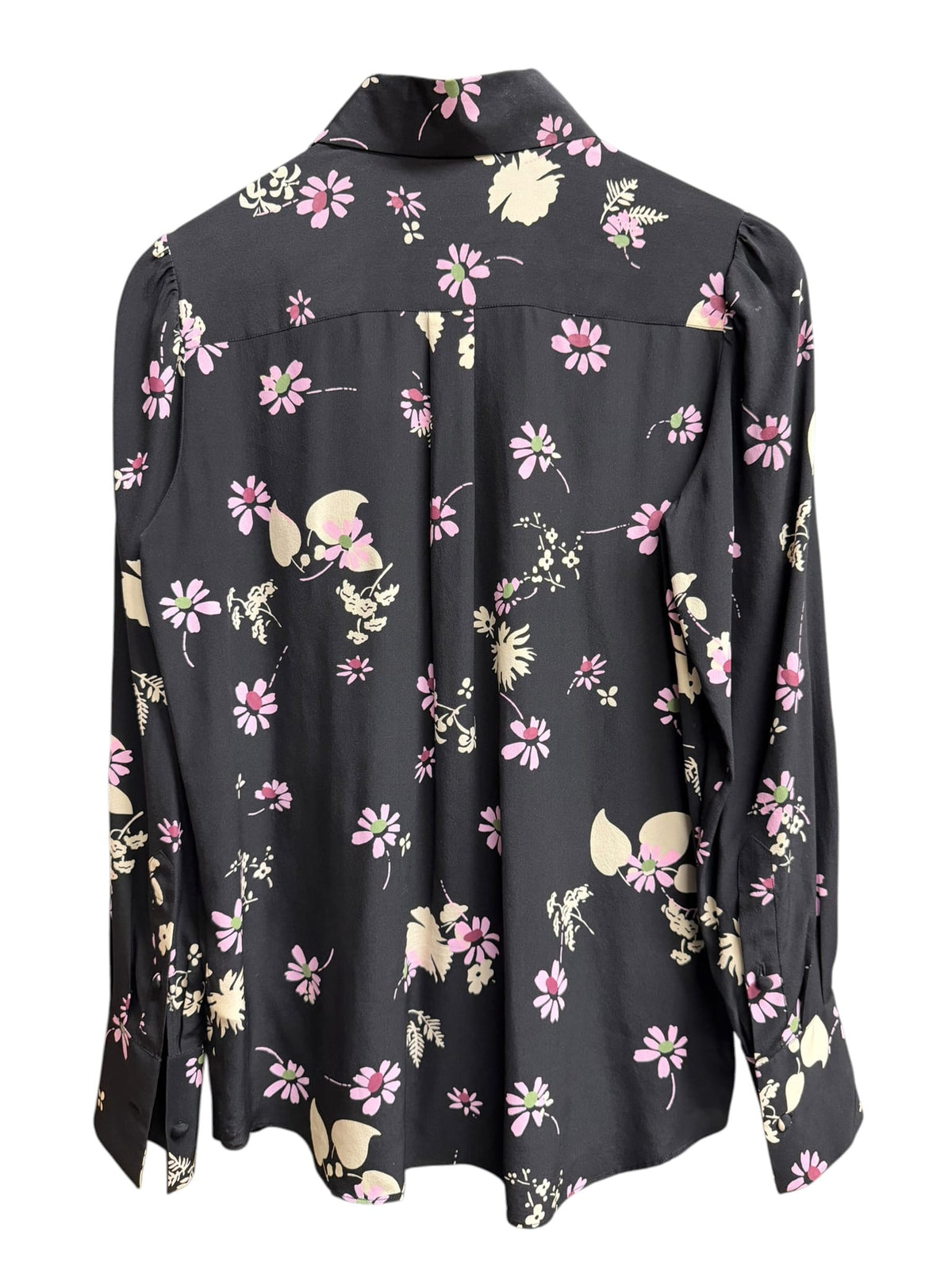 Valentino Black Floral Silk Button Up (Size 4)