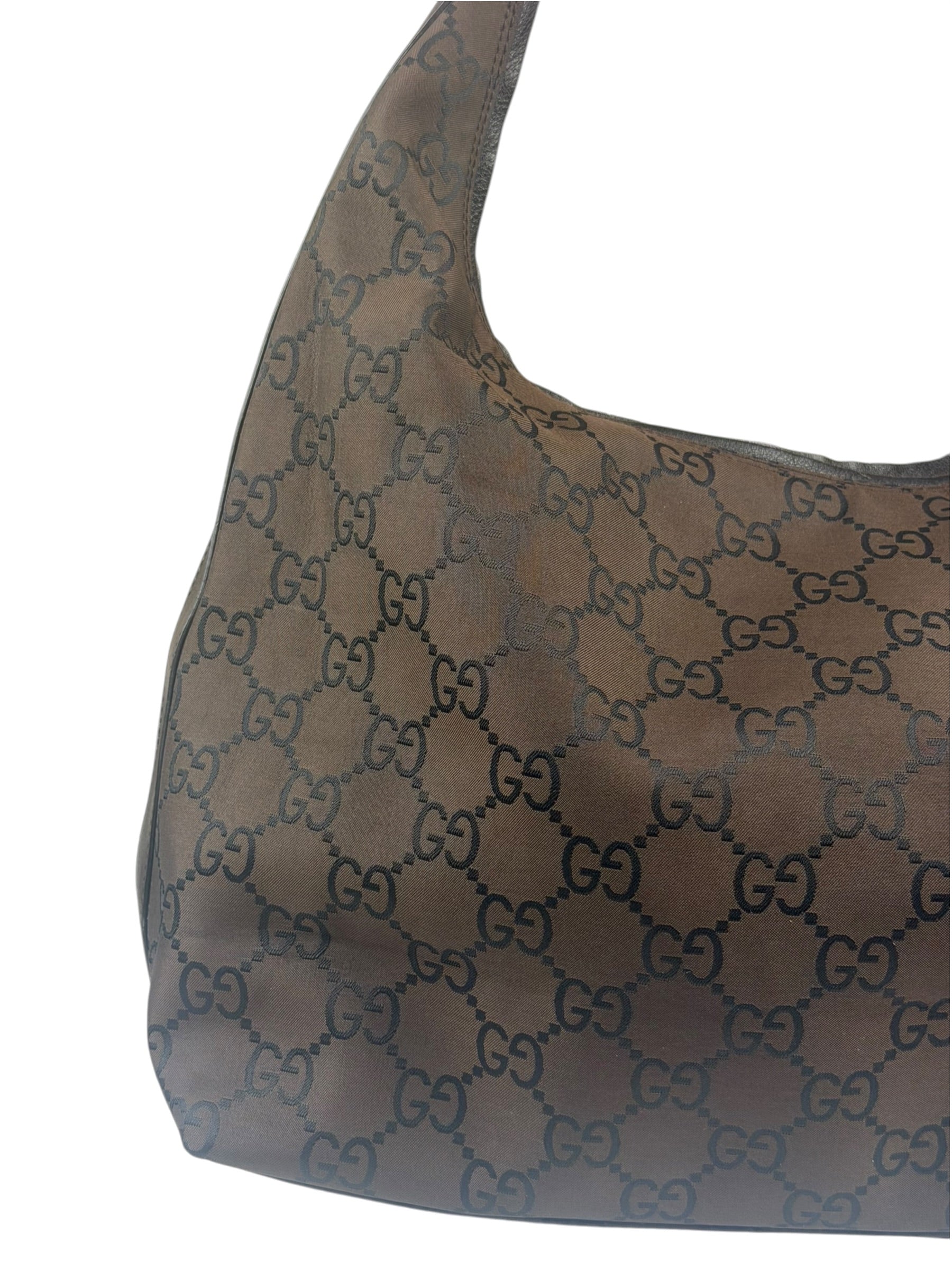 Gucci GG Monogram Brown Nylon Hobo Bag