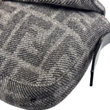 Fendi Grey/Black Leather Trim/Wool Zucca Baguette