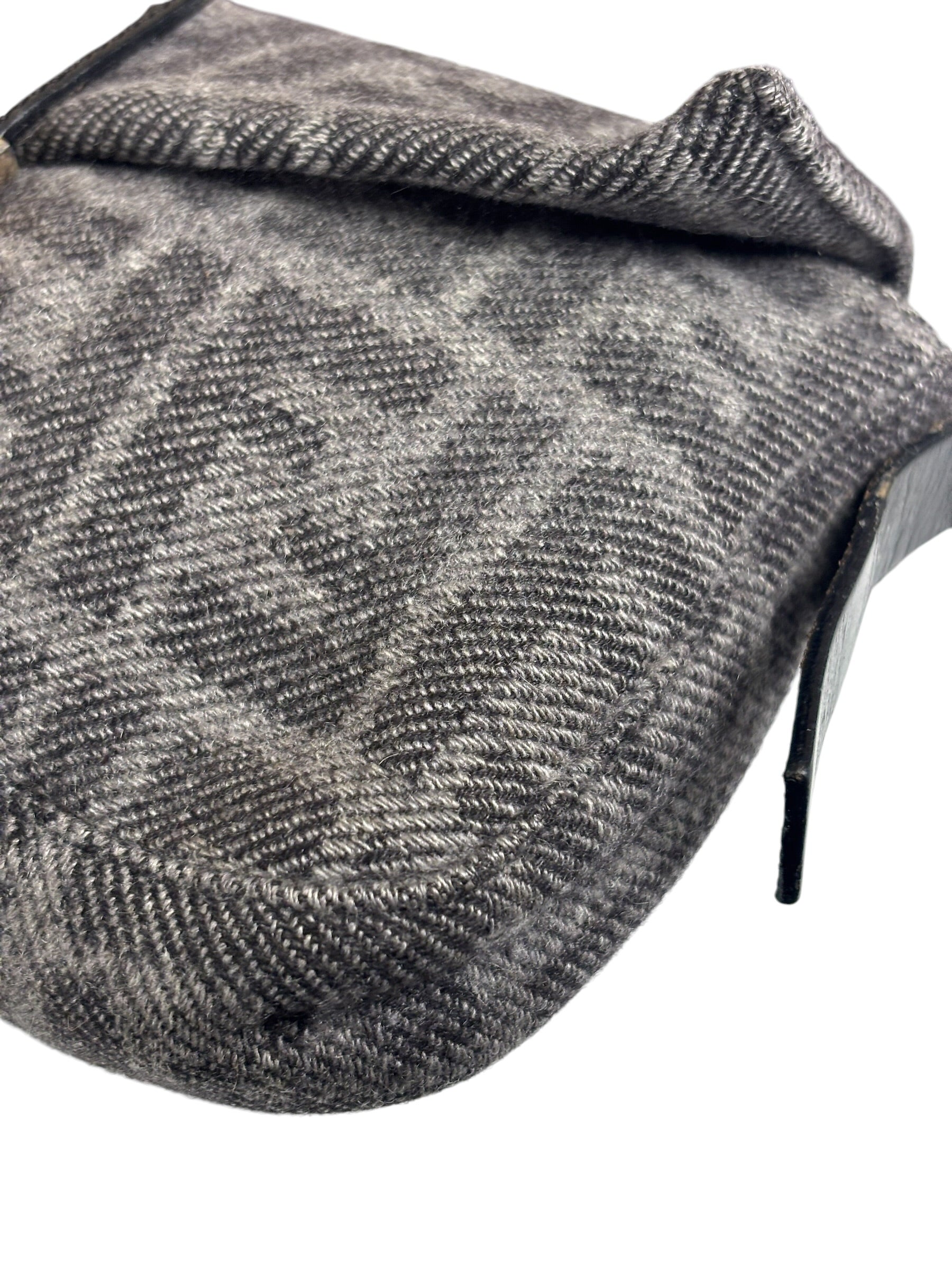 Fendi Grey/Black Leather Trim/Wool Zucca Baguette