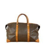 Celine Brown Leather Canvas Macadam Travel Handbag