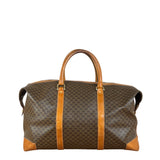 Celine Brown Leather Canvas Macadam Travel Handbag