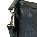 MCM Black Leather Visetos Monogram Pochette