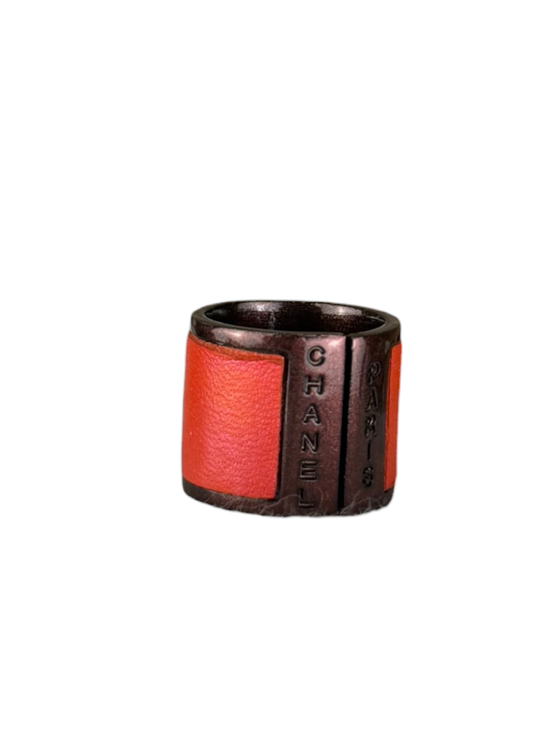 Chanel Paris Red Leather Wrap Ring