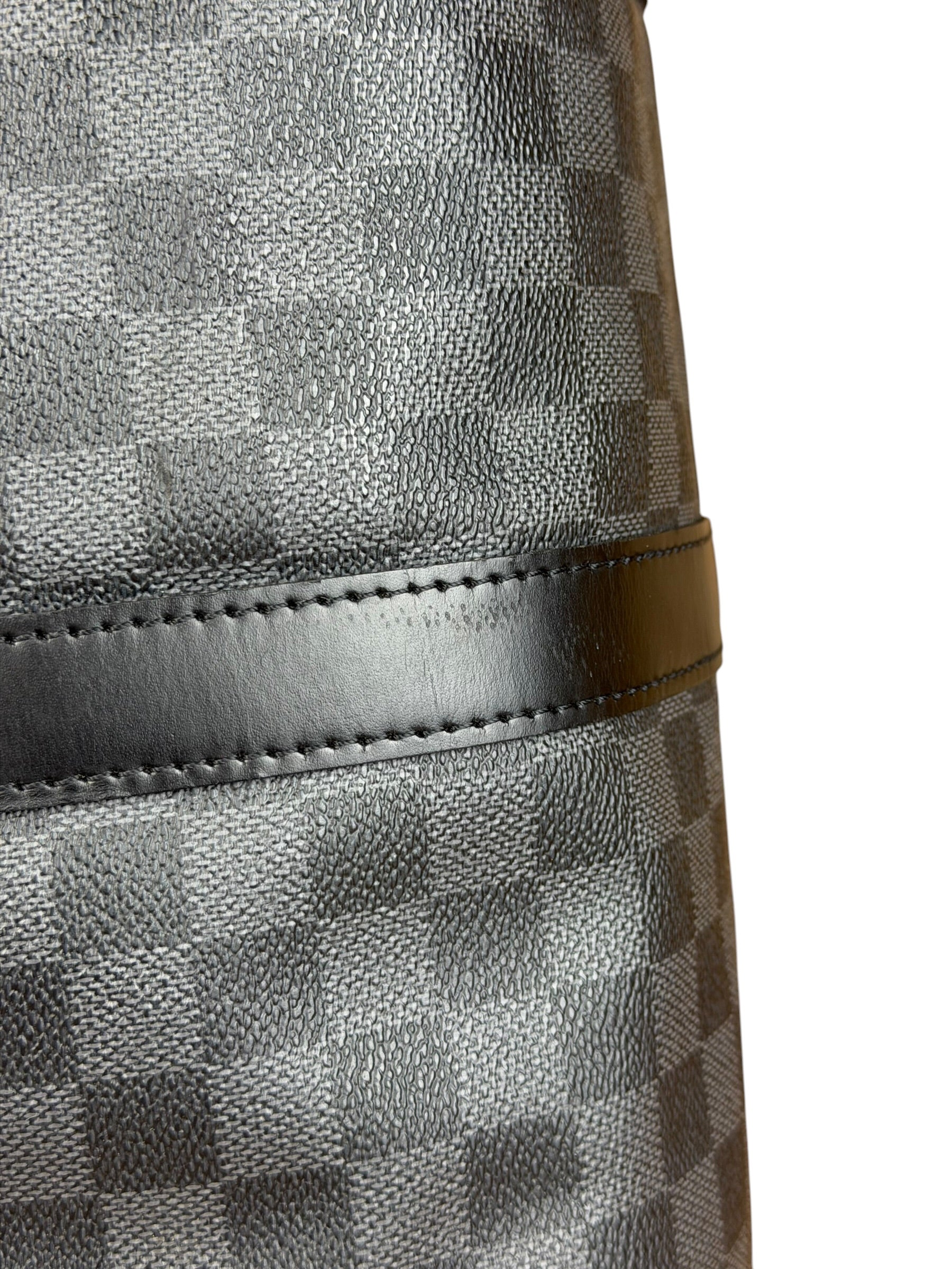 Louis Vuitton Canvas Damier Graphite Keepall Bandouliere Hand Bag