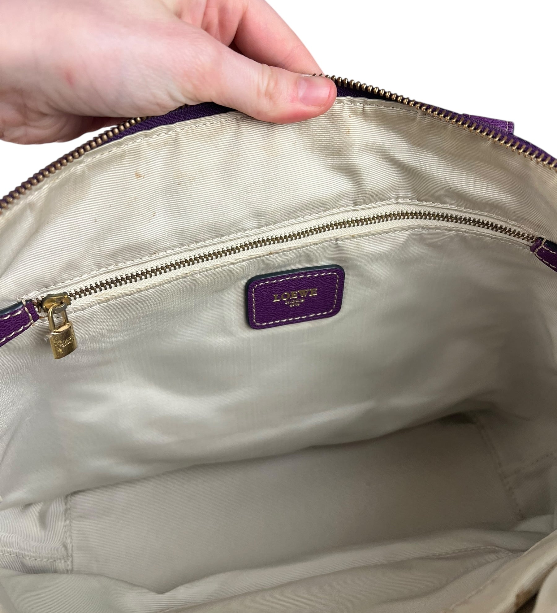 Loewe Vintage Purple Anagram Shoulder Tote