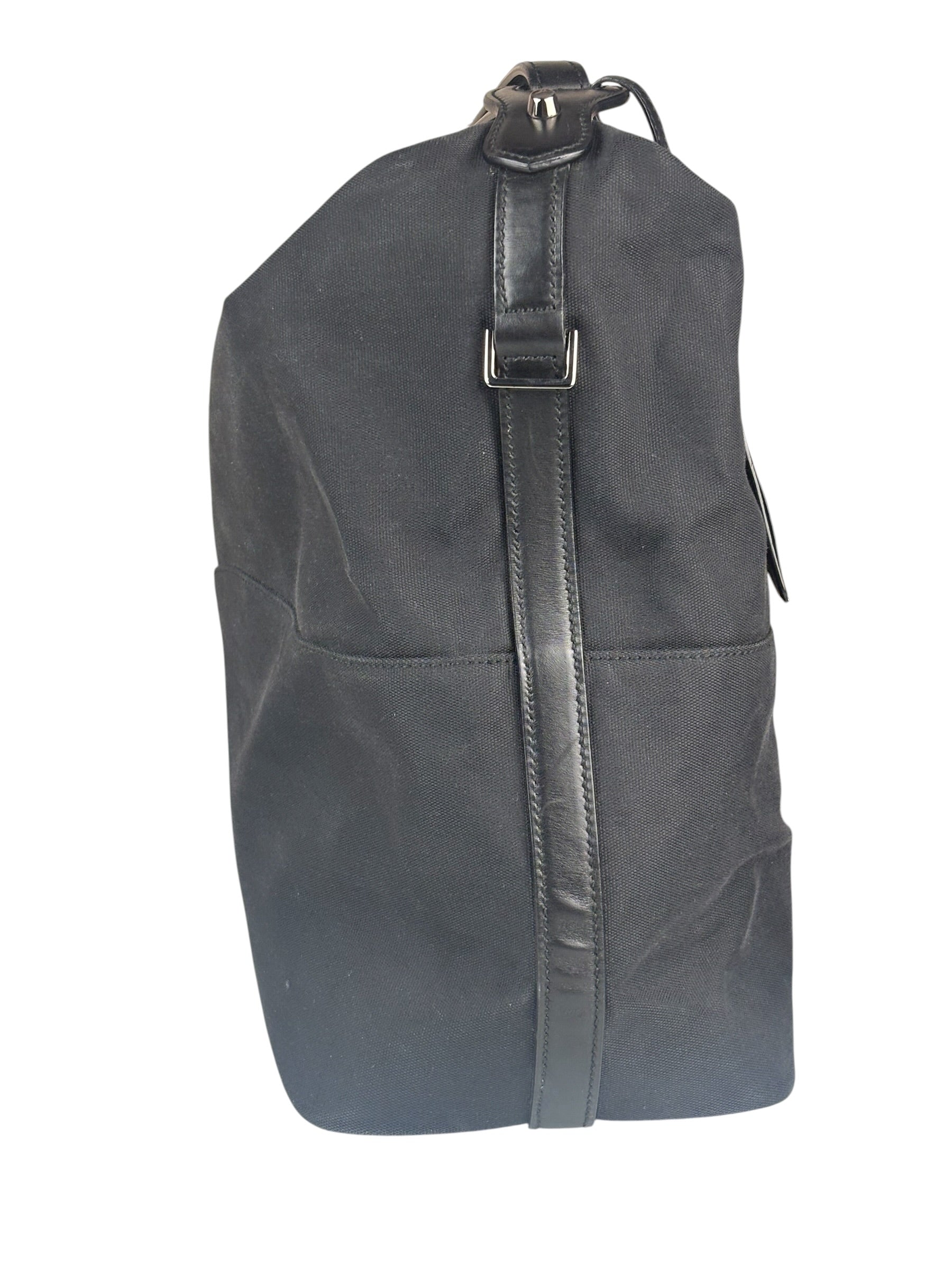Gucci Black Leather Trim Belted Tote