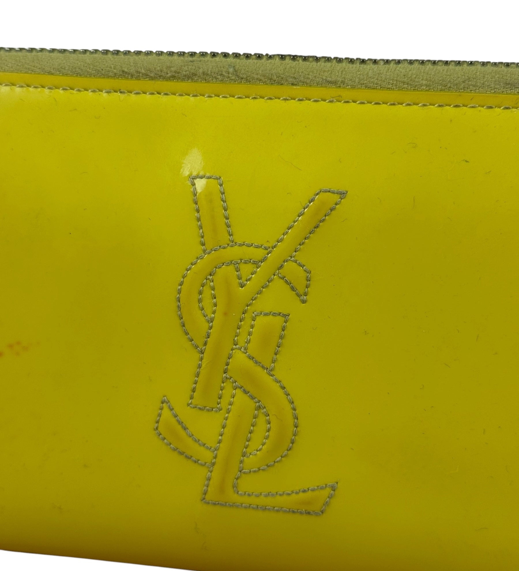 Yves Saint Laurent Yellow Patent Leather Zip-Around Long Wallet
