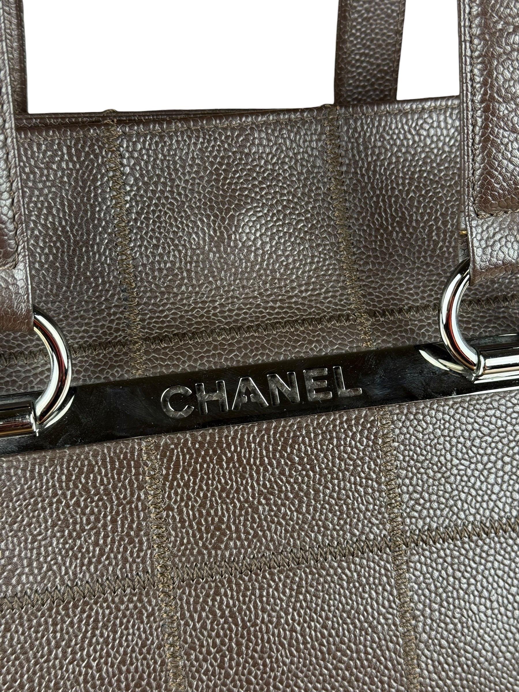 Chanel Brown Leather Chocolate Bar Tote 2004