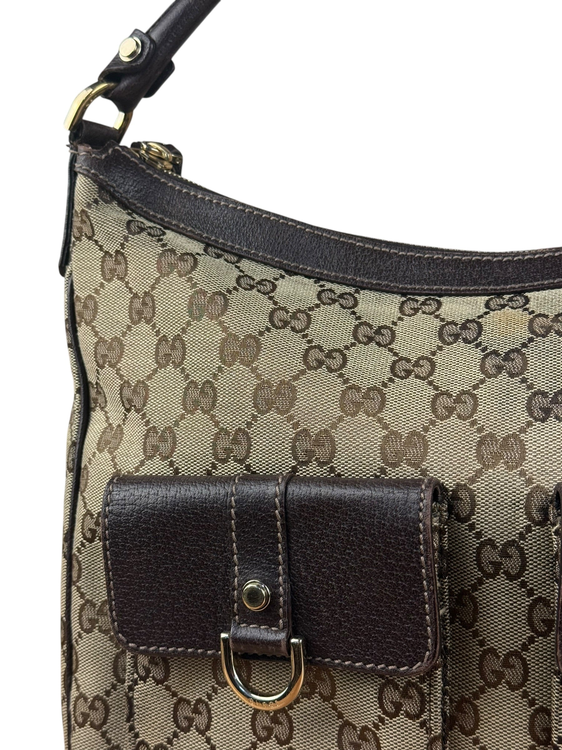 Gucci Vintage Brown Canvas GG Shoulder Bag