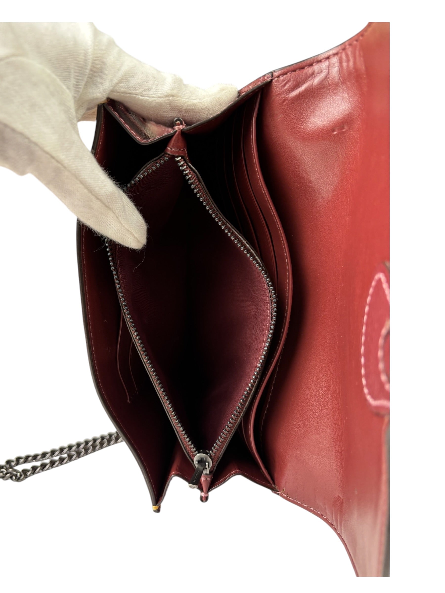 Coach Colorblock Leather Jade Wallet On Chain